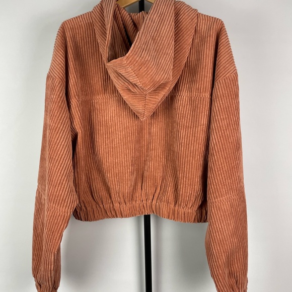 Altar’d State‎ Dusty Pink Women's Corduroy Cropped Hooded Full Zip Jacket - Picture 8 of 9